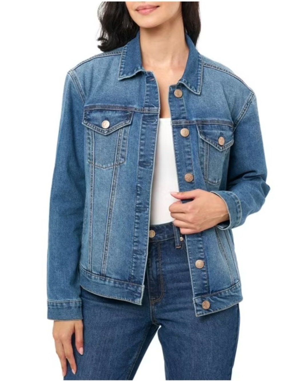 NWT! Seven7 Women's Blue Denim Trucker Jacket Small